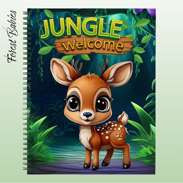 Cuaderno Cute Reindeer Jungle Welcome Deer Wildlife Doe 🦌 (Cute Deer Notebook, Woodland Wildlife Animal Lover Stationery, Reindeer Graphic Fawn Character Doe🦌)