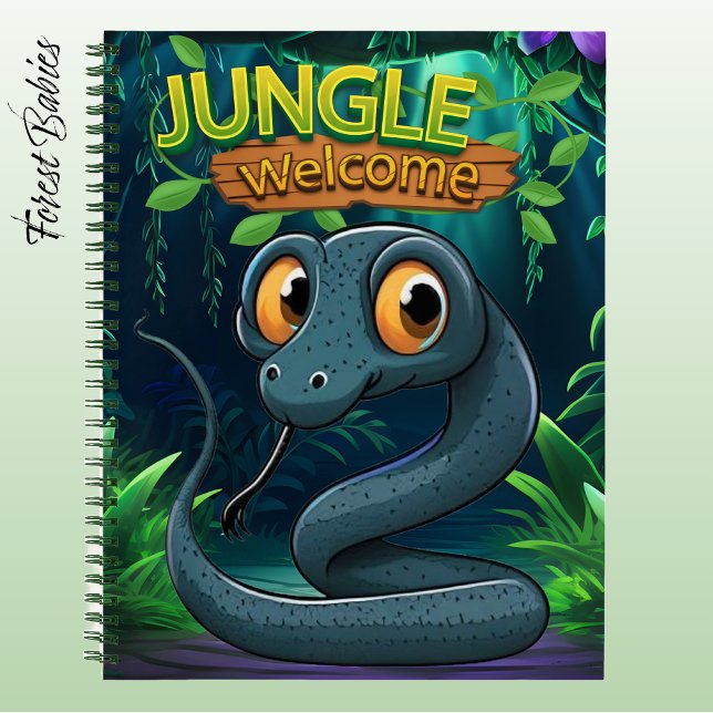 Cuaderno Cute reptil serpiente de bienvenida a la selva Dis (Cute Serpent Notebook, Woodland Wildlife Animal Lover Stationery, Snake Graphic Reptile Character 🐍)