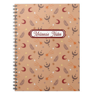 Cuaderno Cute Retro Brown Boho Nombre caprichoso Personaliz