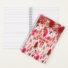 Cuaderno Cute Romantic Red & Pink Watercolor Love Pattern