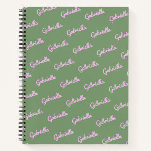 Cuaderno Cute rosa y verde    nombre de guión personalizad