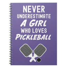 Cuaderno Cute rosado Pickleball Regalos Typografía Portátil