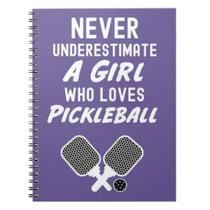 Cuaderno Cute rosado Pickleball Regalos Typografía Portátil