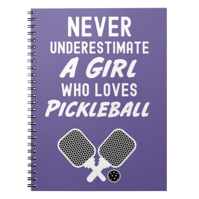 Cuaderno Cute rosado Pickleball Regalos Typografía Portátil (Frente)
