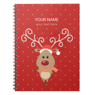 Cuaderno Cute Rudolph, el personalizado de renos de nariz r