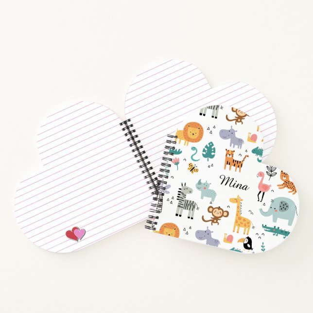 Cuaderno Cute Safari Jungle Animals Personalized Baby Name (Interior)