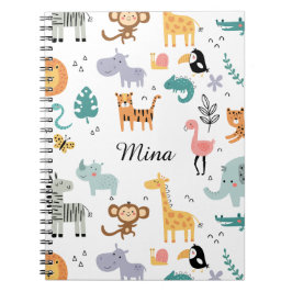 Cuaderno Cute Safari Jungle Animals Personalized Baby Name
