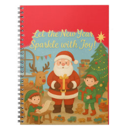Cuaderno Cute Santa & Elves New Year Holiday Card