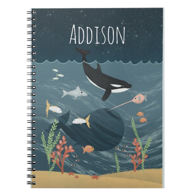 Cuaderno Cute Sea & Whimsical Night Ocean Orca Kids School (Frente)