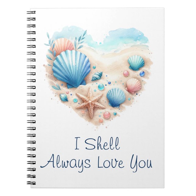 Cuaderno Cute Seashell Heart Beach Love Valentine's Day (Frente)