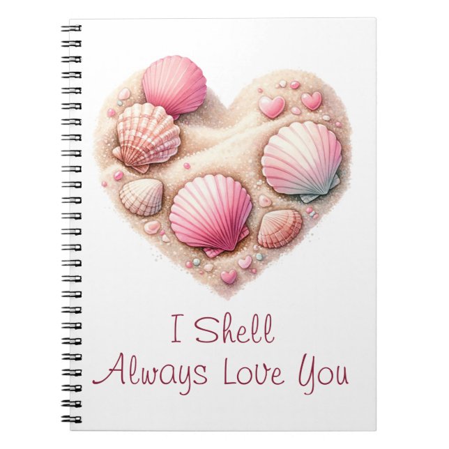 Cuaderno Cute Seashell Heart Beach Love Valentine's Day (Frente)