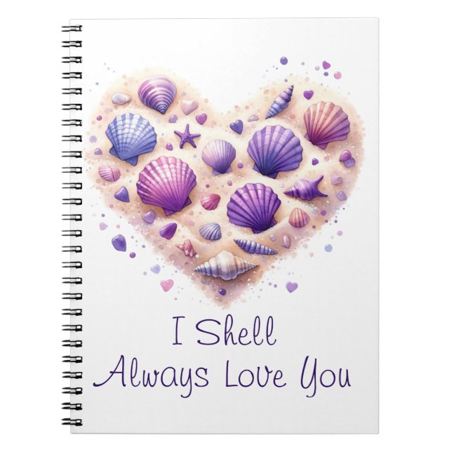 Cuaderno Cute Seashell Heart Beach Love Valentine's Day (Frente)