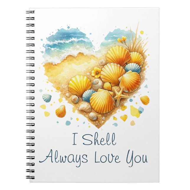 Cuaderno Cute Seashell Heart Beach Love Valentine's Day (Frente)