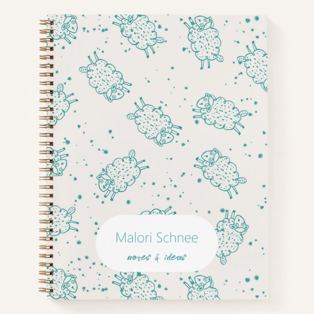 Cuaderno Cute Sheep – Whimsical Seamless Pattern (Anverso)