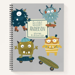 Cuaderno Cute Skateboard Monsters Personalizada