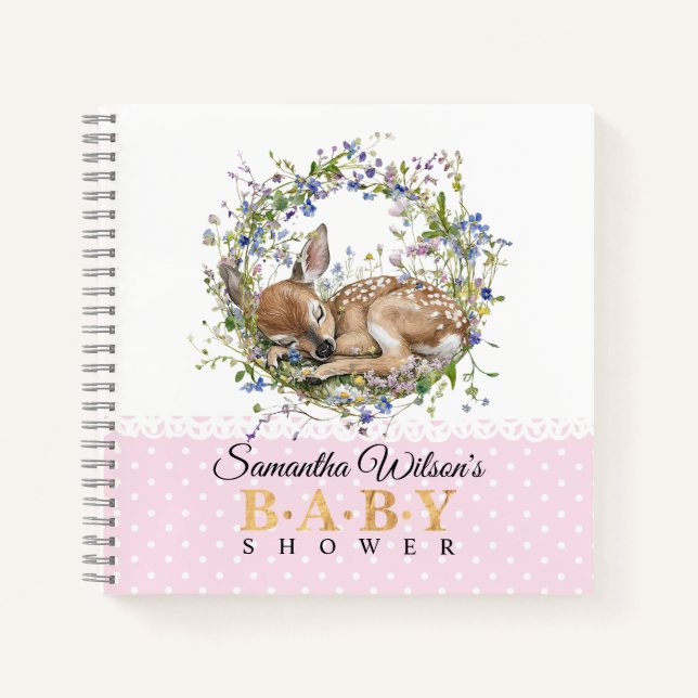 Cuaderno Cute Sleeping Doe Baby Shower Guest Book (Anverso)