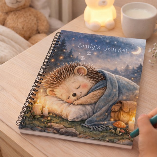 Cuaderno Cute Sleeping Hedgehog Personalized Kids Journal (Subido por el creador)