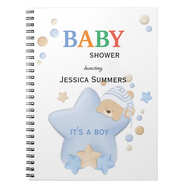Cuaderno Cute Sleeping Teddy Bear Baby Shower (Frente)