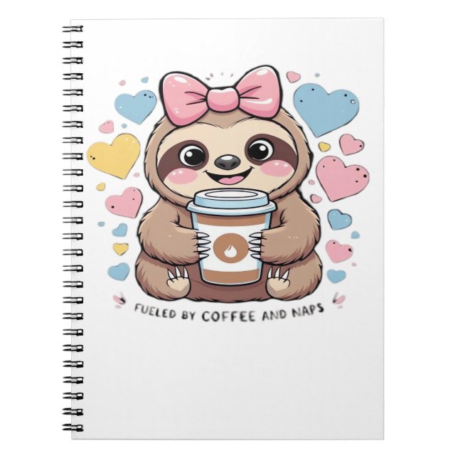 Cuaderno Cute Sloth Coffee Lover Shirt � Funny Fueled by Co (Frente)