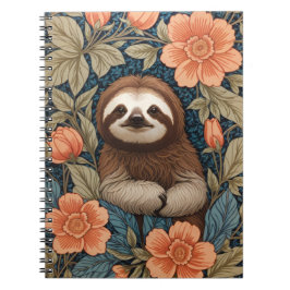 Cuaderno Cute Sloth Elegant Floral William Morris Inspired