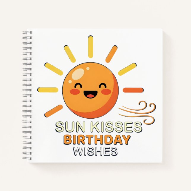 Cuaderno Cute Smiling Sun Birthday Wishes Spiral Notebook (Anverso)
