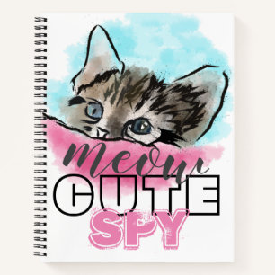 Cuaderno "CUTE SPY"   Gracioso Kitten Azul Rosa