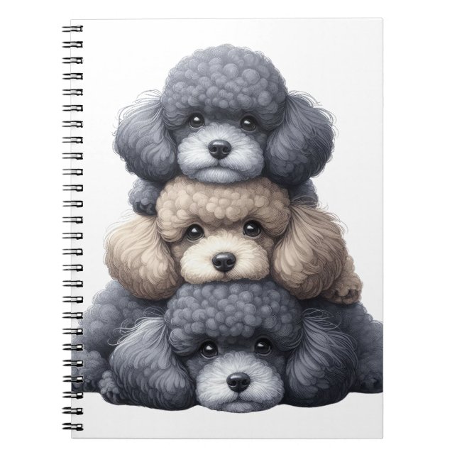 CUADERNO CUTE STACK OF FRANCH POODLE PUPPY PERROS (Frente)