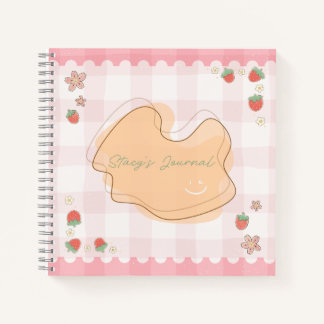 Cuaderno Cute Strawberry Checkered Personalized Journal