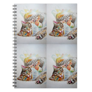Cuaderno Cute Tabby Cat acuarela Gatos Tabuladores Bloc de