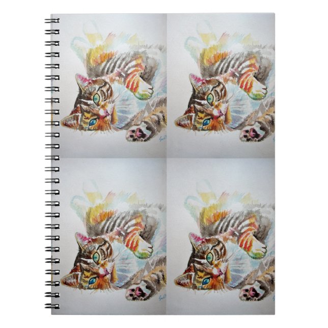Cuaderno Cute Tabby Cat acuarela Gatos Tabuladores Bloc de  (Frente)
