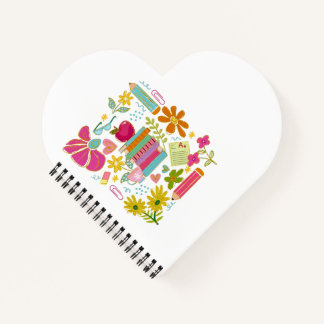 Cuaderno Cute Teacher Doodle Art – Books, Flowers & School