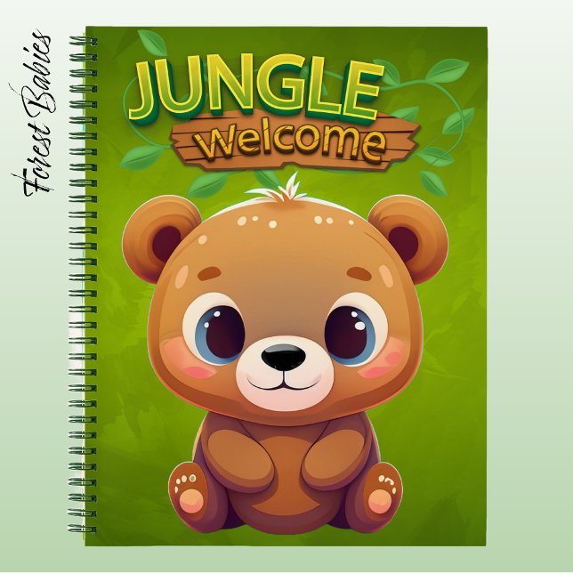 Cuaderno Cute Teddy Bear Jugativo Zoo Safari Bosque 🧸 Verd (Cute Teddy Bear Stationery Adorable Woodland Wildlife Notebook Unique Animal Character Notepad 🐻)