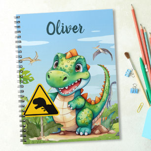 Cuaderno Cute Trex Dinosaur Verde Personalizado