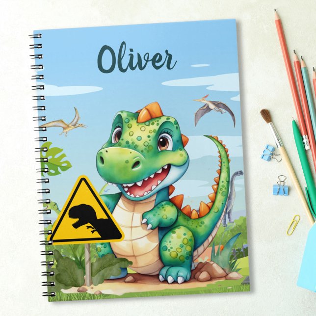 Cuaderno Cute Trex Dinosaur Verde Personalizado (Subido por el creador)
