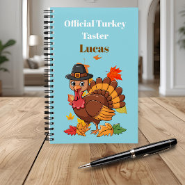 Cuaderno Cute Turkey Pilgrim Notebook for Kids, Personalize