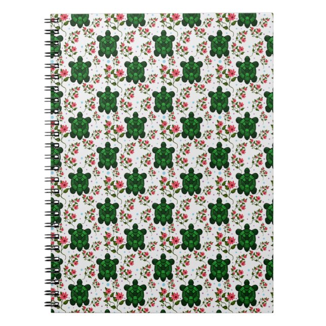 Cuaderno Cute Turtle and Floral Seamless Pattern  (Frente)