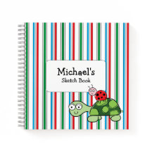 Cute Turtle Ladybug Stripe Spiral Notebook