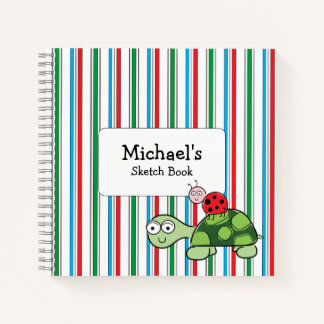 Cuaderno Cute Turtle Ladybug Stripe Spiral Notebook