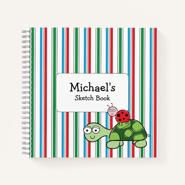 Cuaderno Cute Turtle Ladybug Stripe Spiral Notebook (Anverso)