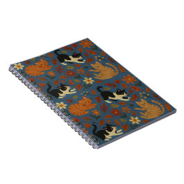 Cuaderno Cute Tuxedo and Orange Tabby Cats Autumn
