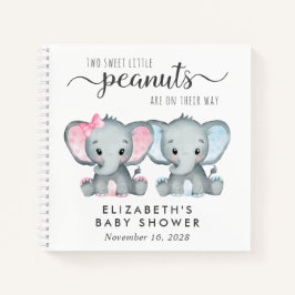 Cuaderno Cute Twin Chica Boy Elephant Baby Shower Guest Boo