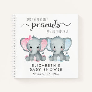 Cuaderno Cute Twin Chica Boy Elephant Baby Shower Guest Boo