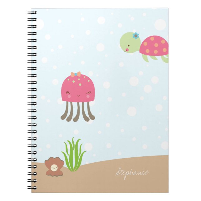 Cuaderno Cute under the Sea chicas portátil personalizado (Frente)