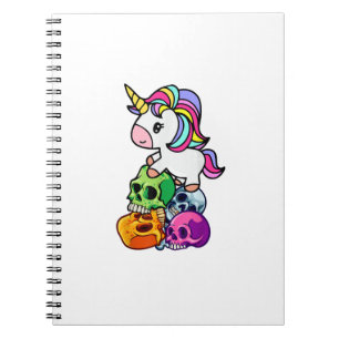 Cuaderno Cute Unicorn & Cráneos Muertos. Funny Goth Emo Hal