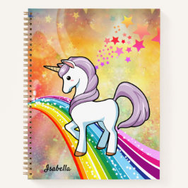 Cuaderno Cute Unicorn En Un Arcoiris Agregar Nombre