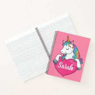 Cuaderno Cute Unicorn Nombre Personalizado  