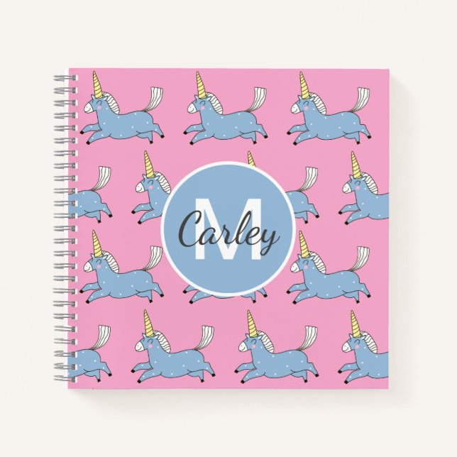 Cuaderno Cute Unicorn Pattern Pink Girly Personalised (Anverso)