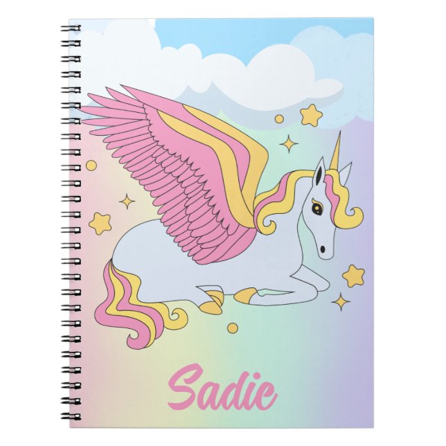 Cuaderno Cute Unicorn Personalizado Para Niños   (Frente)