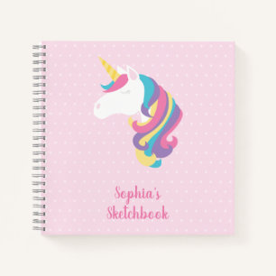 Cuaderno Cute Unicorn Polka Dot Personalizado Sketchbook