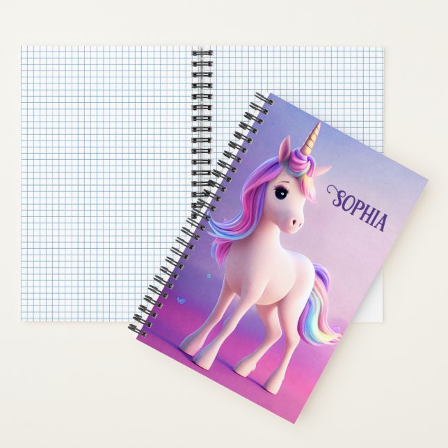 Cuaderno Cute Unicornio Blanco Con Crin Rosa y Azul (Interior)